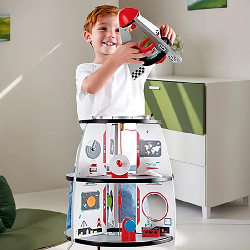 Hape Hape Four-Stage Rocket | Award-Winning Wooden Space Toy with Real-Life Shuttle Designs and 20 Accessories