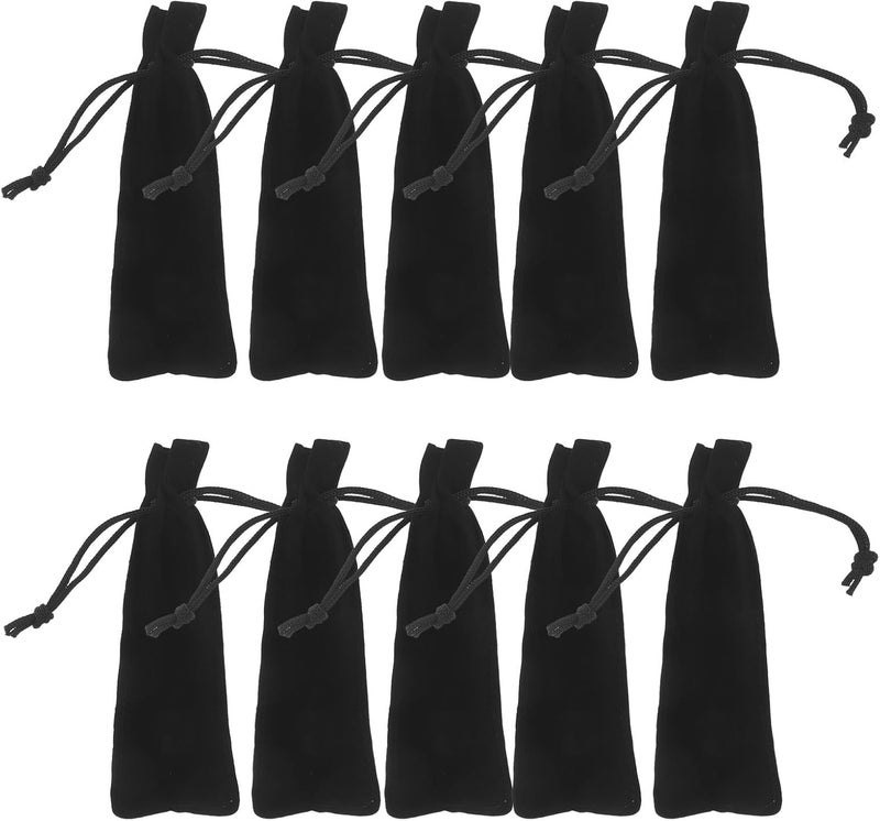 10PCS Drawstring Velvet Lipstick Holder - Portable Single Lip Balm Organizer Bag for Purse - Lip Gloss Cosmetic Storage for Women Festival Daily Use Black - Image 1