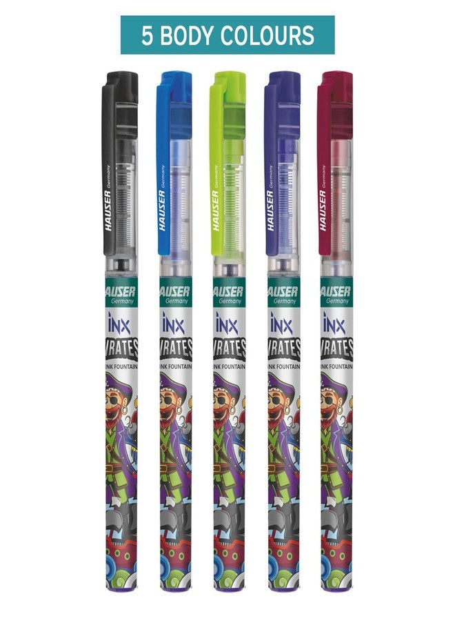 Hauser Inx Pirates Fountain Pen Blister | Cushioned Nib for Break Free Writing | German Technology with 3 Times More Ink | Free 2 Pcs 2XL Ink Cartridges with Each | Blue Ink, of 3 - Image 4