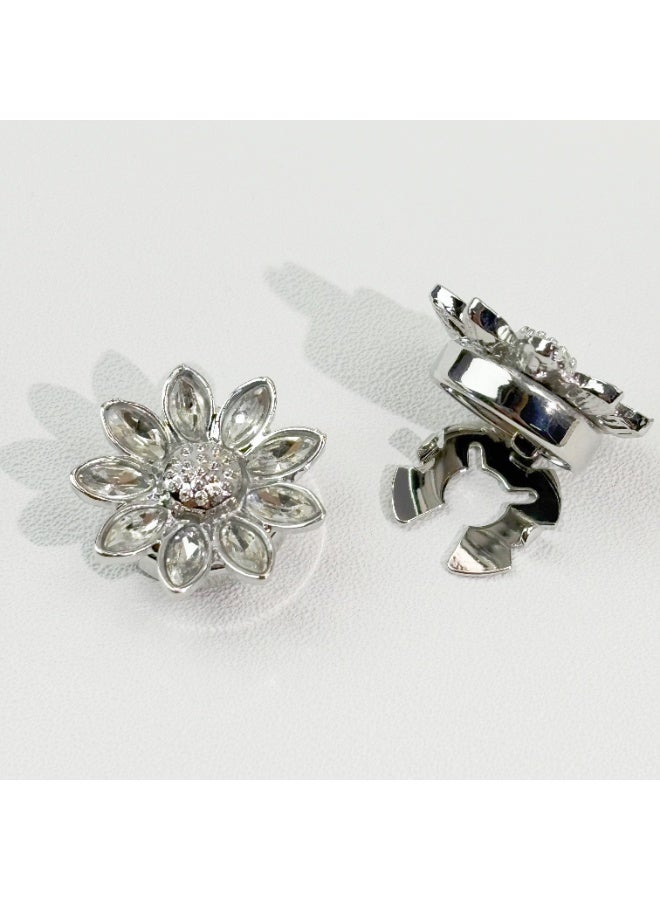 2pcs Fashion Luxury Rhinestone Flower Cufflinks, Decorative Shirt Button Covers for Men and Women, Men's Candora/Dishdasha Button Covers, easy to wear off, no need for needle and thread stitching, can be used for daily wear, holiday parties and dinners, gift for your friends! - Image 1