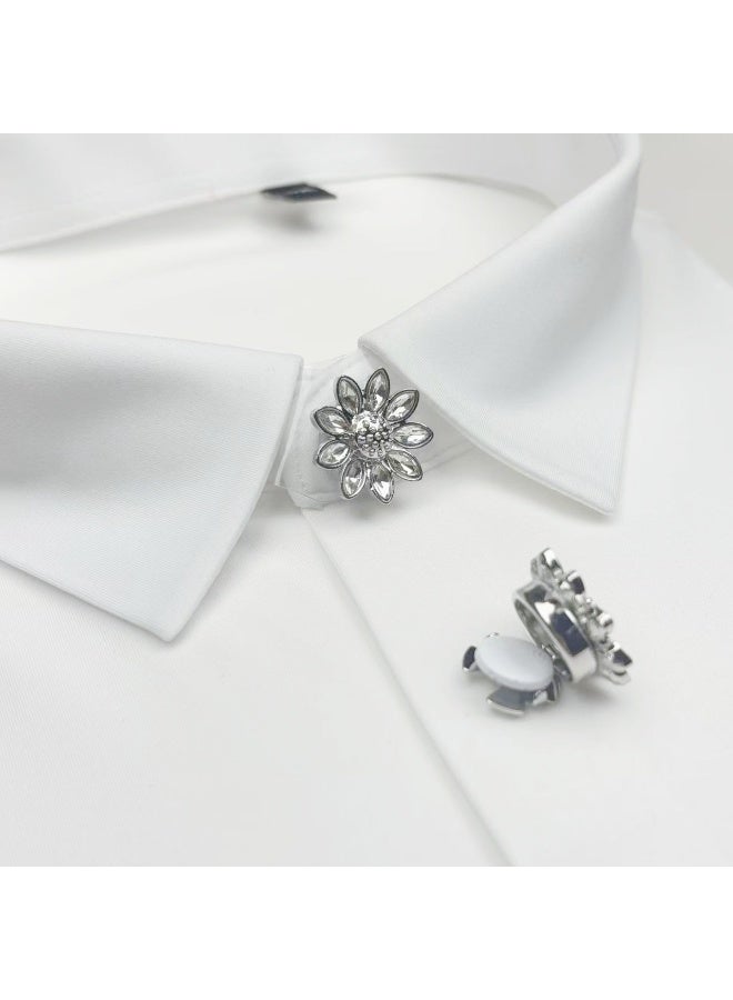 2pcs Fashion Luxury Rhinestone Flower Cufflinks, Decorative Shirt Button Covers for Men and Women, Men's Candora/Dishdasha Button Covers, easy to wear off, no need for needle and thread stitching, can be used for daily wear, holiday parties and dinners, gift for your friends! - Image 4