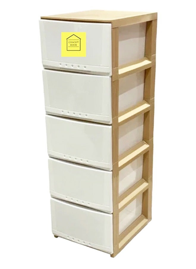 Concept home 5-Layer Storage Drawer Cabinet White/Beige 42x104x34 cm  - Image 1