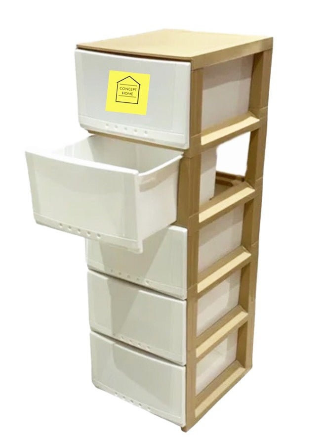 Concept home 5-Layer Storage Drawer Cabinet White/Beige 42x104x34 cm  - Image 3