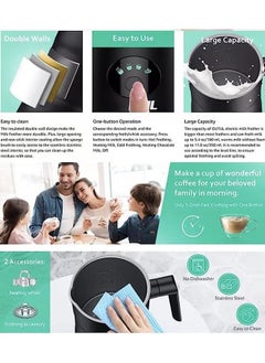 MYONE Milk Frother, 4-in-1 Electric Milk Steamer, Automatic Hot and Cold Foam Maker, Handheld Milk Warmer for Latte,Cappuccino, Macchiato, 260ml, Stainless Steel  - Image 4