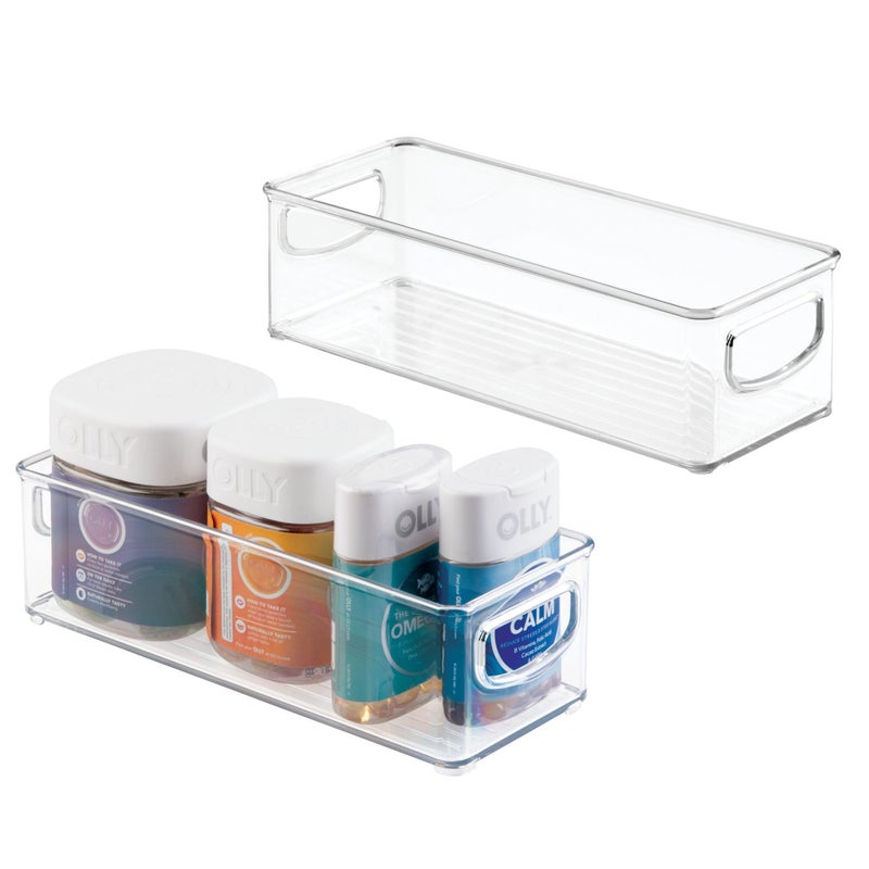 Interdesign Idesign Plastic Stackable Pantry Bin - Storage Bin With Handles For Cabinets Or Fridge - Set Of 2 - Clear - Image 1