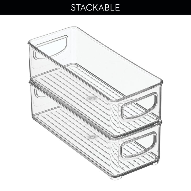 Interdesign Idesign Plastic Stackable Pantry Bin - Storage Bin With Handles For Cabinets Or Fridge - Set Of 2 - Clear - Image 4