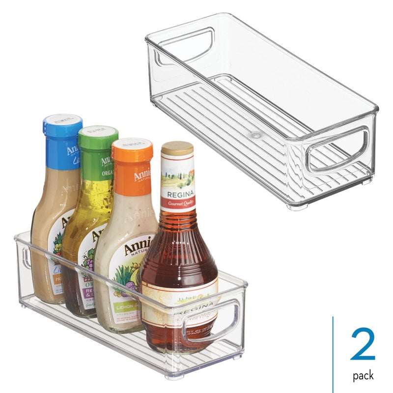 Interdesign Idesign Plastic Stackable Pantry Bin - Storage Bin With Handles For Cabinets Or Fridge - Set Of 2 - Clear - Image 2