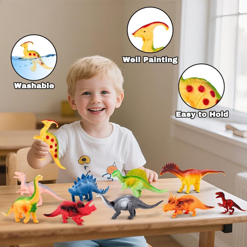 Kimicare Kids Dinosaur Figures Toys, 18 Pcs Plastic Dinosaur Toys for Kids 3-5, STEM Educational Realistic Dinosaurs Figurine Playset for Toddlers, Dino Toy Birthday Gifts Christmas Stocking Stuffers - Image 3