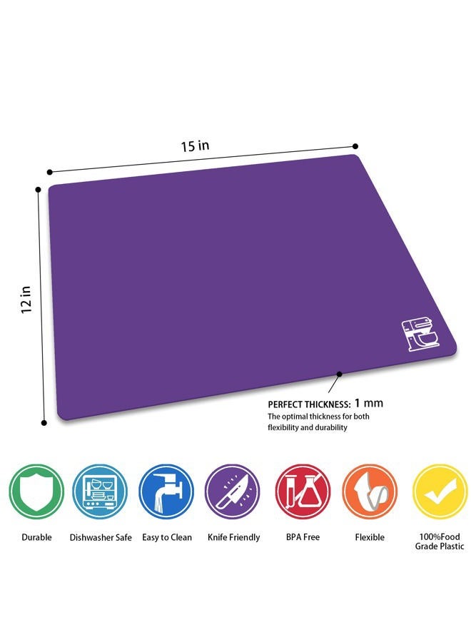 ZVP Flexible Plastic Cutting Boards for Kitchen Set of 3, Chopping Boards with Food Icon, Non-Slip Cutting Mats for Meat, BPA Free, Dishwasher Safe - Image 3