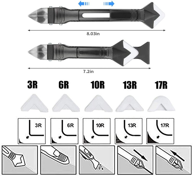 MTROYALDIA 3 in 1 Silicone Caulking Grouting Tool, Sealant Finishing Tool Grout Scraper, Caulking Tool Kit Caulking Tools for Kitchen, Bathroom, Window and Sink Joints - Image 3