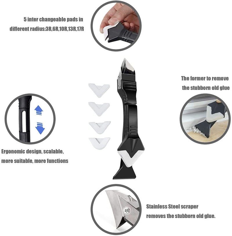 MTROYALDIA 3 in 1 Silicone Caulking Grouting Tool, Sealant Finishing Tool Grout Scraper, Caulking Tool Kit Caulking Tools for Kitchen, Bathroom, Window and Sink Joints - Image 4