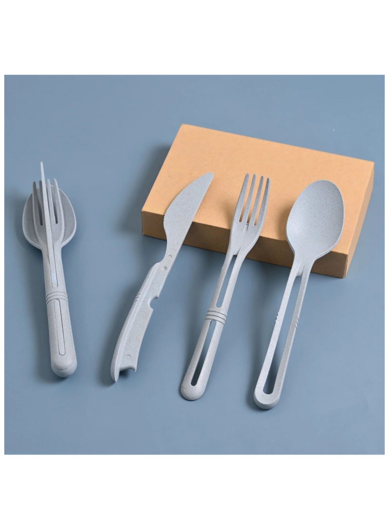 FRENVI Earth Friendly Cutlery Set for Dining Table |Travel Cutlery Set of 4 | Azur Grey  - Image 1