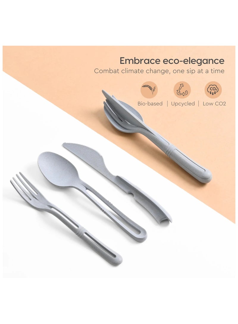 FRENVI Earth Friendly Cutlery Set for Dining Table |Travel Cutlery Set of 4 | Azur Grey  - Image 2