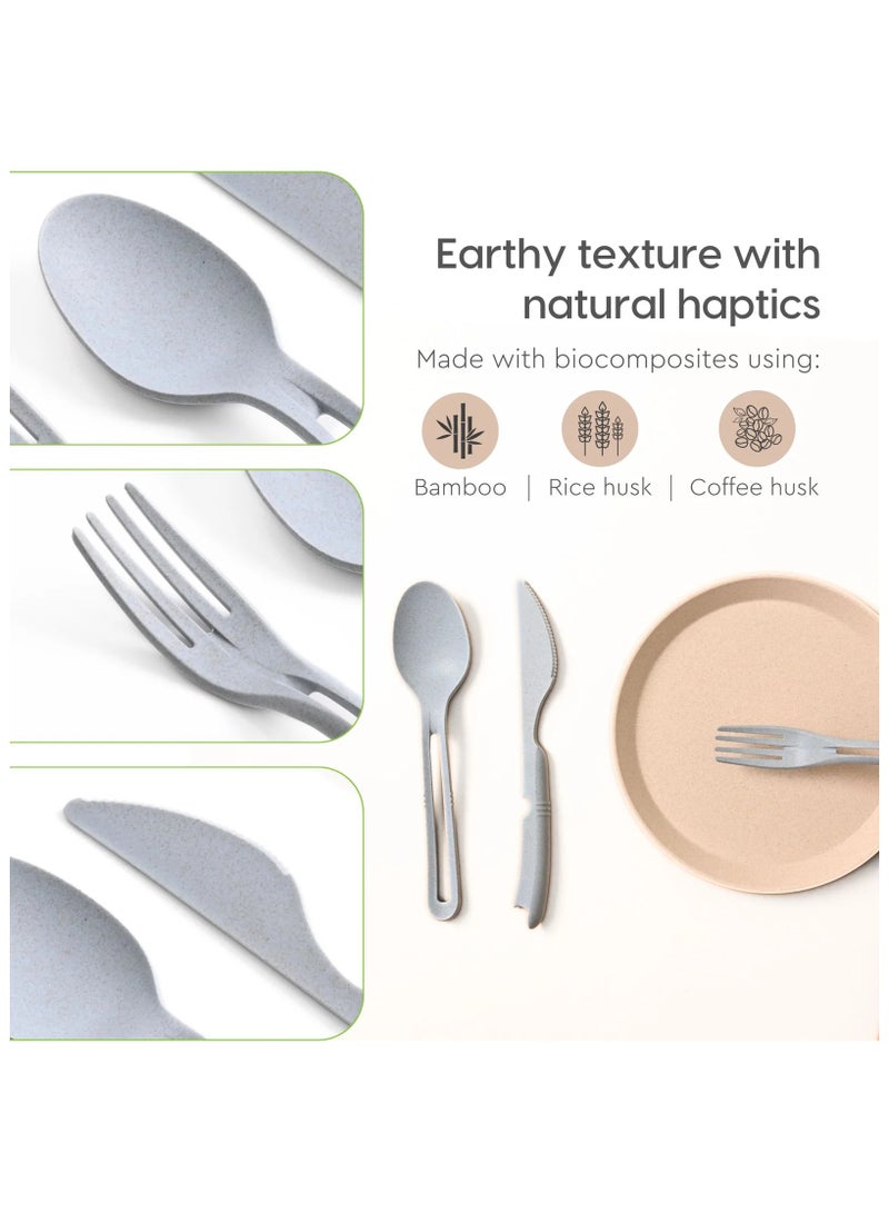 FRENVI Earth Friendly Cutlery Set for Dining Table |Travel Cutlery Set of 4 | Azur Grey  - Image 4
