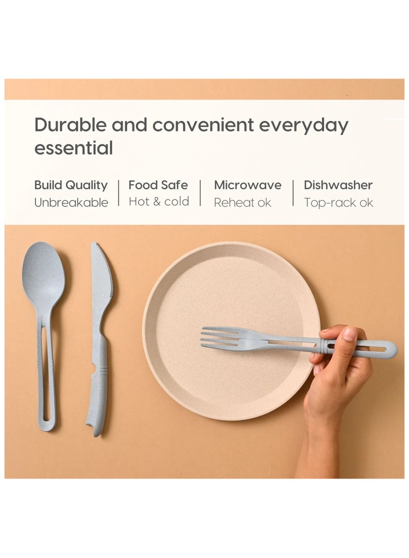 FRENVI Earth Friendly Cutlery Set for Dining Table |Travel Cutlery Set of 4 | Azur Grey  - Image 3