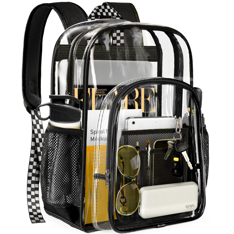 PAMANO Clear Backpack Transparent Heavy Duty School PVC Bookbag See Through Bag Boys and Girls for College Work Travel Security - Image 1