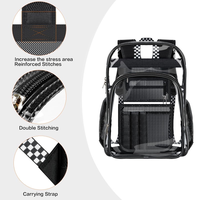 PAMANO Clear Backpack Transparent Heavy Duty School PVC Bookbag See Through Bag Boys and Girls for College Work Travel Security - Image 3