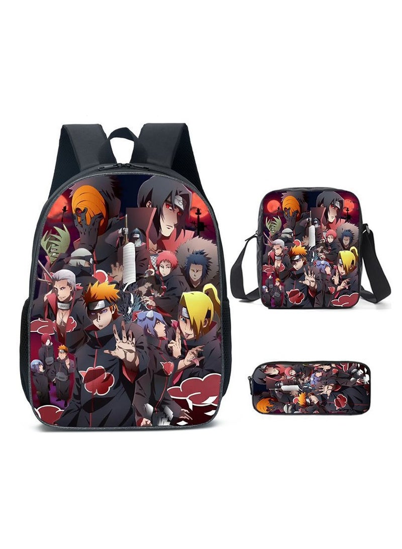 Naruto Cartoon Anime Student Backpack Three-Piece Set 29*42*16cm