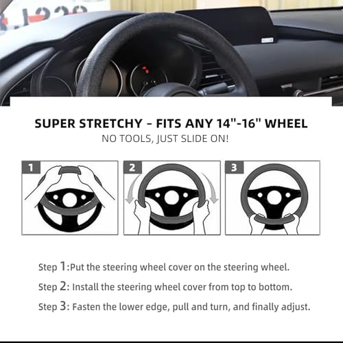 Qiyibei 30% Thicker Universal Stretchy Silicone Steering Wheel Cover for 14” 15” 16” Wheels - Anti-Slip Grip & Enhanced Control for Men & Women, All Weather Protection (Brown) - Image 5