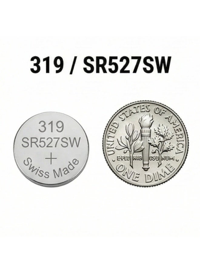بطارية ساعة فضية أكسيد 319 SR527SW 1.55 فولت - بديل دقيق لبطارية زر SR527 للساعات الكوارتز (عبوة من 5) - Image 5