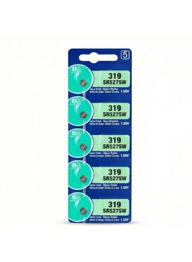 بطارية ساعة فضية أكسيد 319 SR527SW 1.55 فولت - بديل دقيق لبطارية زر SR527 للساعات الكوارتز (عبوة من 5) - Image 1