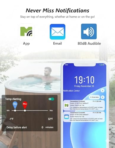 MOCREO WiFi Refrigerator Thermometer with Freezer Alarm, Email Alert, App Notification, Data Logging Export, No Subscription Fee, 2 Remote Temperature Sensor for Home Kitchen, Hot Tub - Image 2