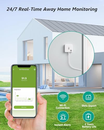 MOCREO WiFi Refrigerator Thermometer with Freezer Alarm, Email Alert, App Notification, Data Logging Export, No Subscription Fee, 2 Remote Temperature Sensor for Home Kitchen, Hot Tub - Image 4