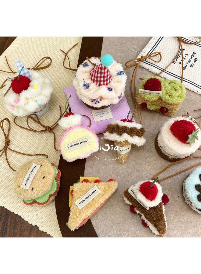 Fun Cute Plush Dessert House Necklace Pendant Cute Cake Cherry Accessories Sweet Strawberry Neck Jewelry-Specifications:Sanwenji Hairpin - Image 2