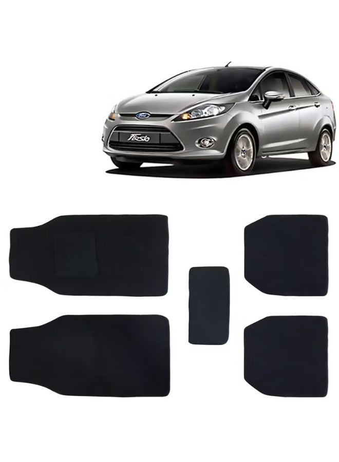 Classic Carpet Style Universal Car Mats for Ford Fiesta 2011-2021 Model Black Color Anti Slip Car Floor Foot Mats Complete Set of 5 Piece Executive Series - Image 1