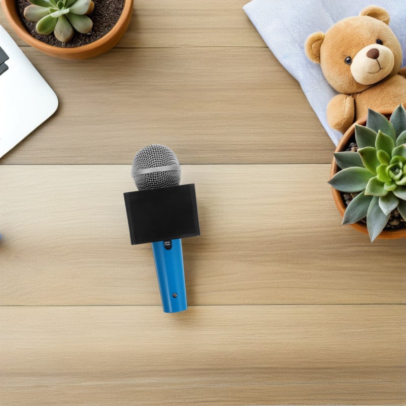 Fake Microphone Prop Toy: 18cm Simulation Pretend Microphone Toy with Cube Flag for Kids Karaoke Costume Role Play Party Accessories - Image 5