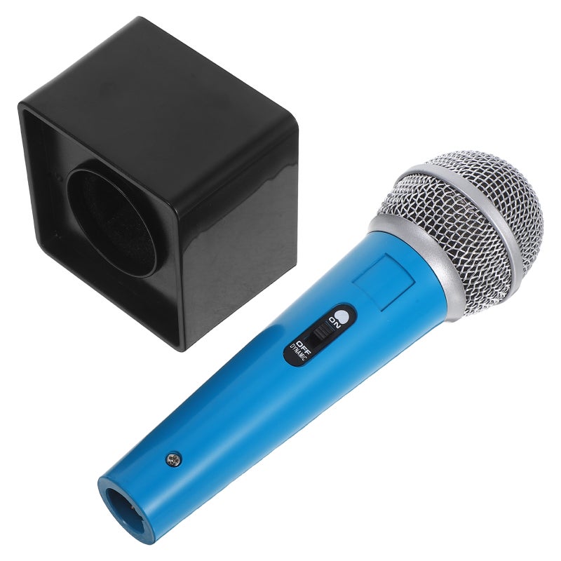 Fake Microphone Prop Toy: 18cm Simulation Pretend Microphone Toy with Cube Flag for Kids Karaoke Costume Role Play Party Accessories - Image 1