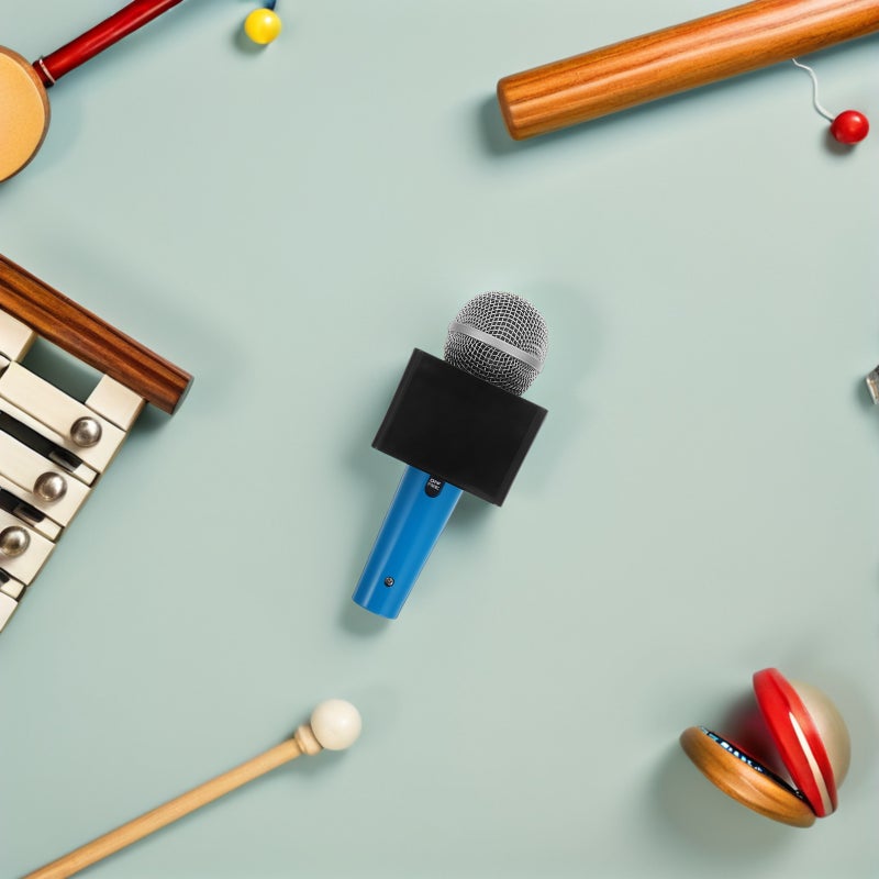 Fake Microphone Prop Toy: 18cm Simulation Pretend Microphone Toy with Cube Flag for Kids Karaoke Costume Role Play Party Accessories - Image 4