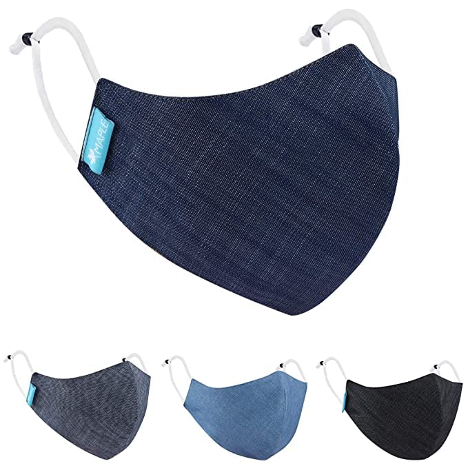 MAPLE DM-01 Mask for women Denim Reusable Washable Reversible 3 Layer Printed Fine Cotton Face Mask for Ladies Men Unisex With Adjustable Ear Loop Free Size - Image 1