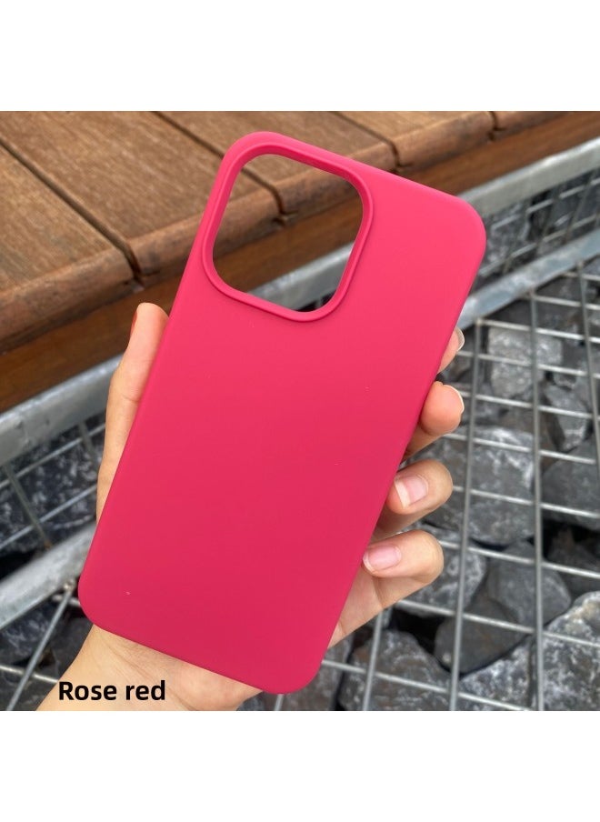 Generic For Iphone16 Liquid Silicone Phone Case For Iphone 16Pro Max/16Pro Full Covering Drop-Resistant Protective Case-Color:Rose Red [with Logo]]-Applicable Model:For Iphone16e [sealed Packaging]  - Image 1