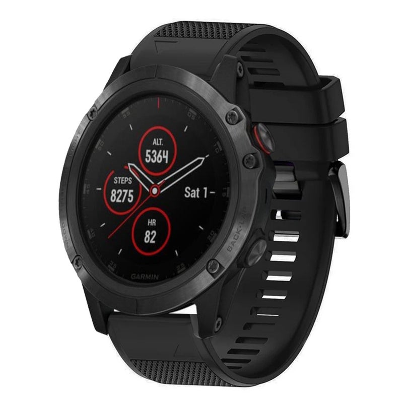 S-TOP For Garmin Fenix 5X Plus Quick Release 26mm Silicone Watch Band(Black) - Image 1