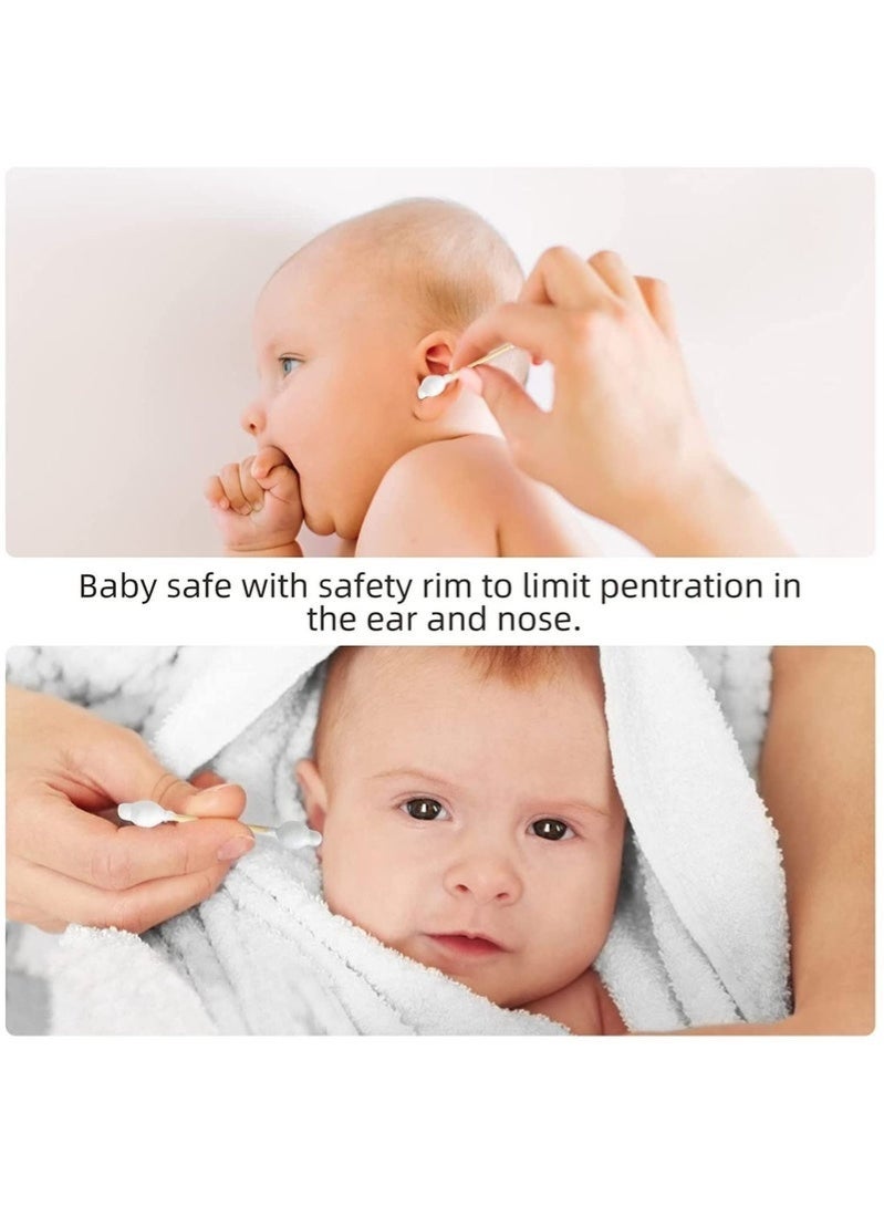 rocooart Baby Cotton Swabs, Organic Fragrance and Chlorine-Free Kids Safety Swabs, 100% Biodegradable Gentle Baby Qtips, Hypoallergenic Children Cotton Buds 220 sticks - Image 2