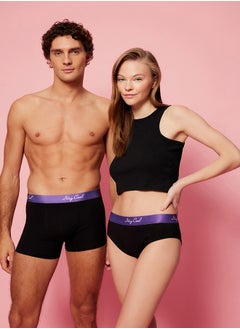 trendyol Pack of 3 Black Written Elastic Cotton Couple Boxers TMNAW24BX00019  - Image 1