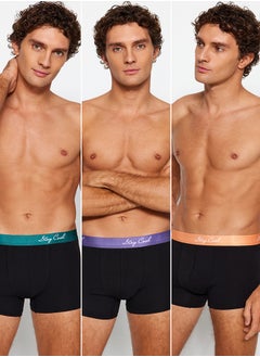 trendyol Pack of 3 Black Written Elastic Cotton Couple Boxers TMNAW24BX00019  - Image 2