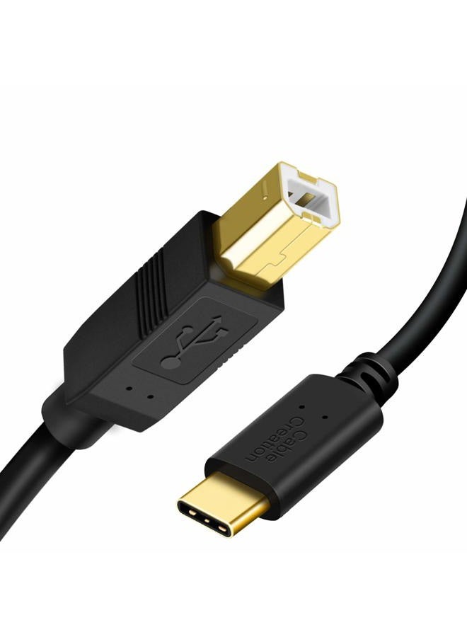 CableCreation USB B to USB C Printer Cable 6.6FT, Type B to Type C Printer Cord for MacBook Pro, Air, MIDI Cable for Yamaha Casio Digital Piano, MIDI Keyboard, DJ Controller, DAC to iPad - 2M, Black  - Image 1