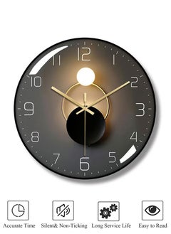 Beauenty 12 Inch Wall Clock 3D Curved Glass Large Wall Clock Silent Non-Ticking Round Clock Battery Operated Easy to Read Decorative Wall Clocks  - Image 2