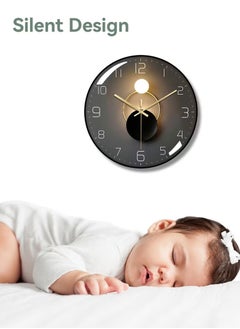 Beauenty 12 Inch Wall Clock 3D Curved Glass Large Wall Clock Silent Non-Ticking Round Clock Battery Operated Easy to Read Decorative Wall Clocks  - Image 4
