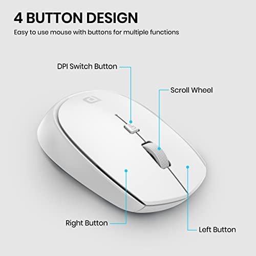 Portronics Toad 23 Wireless Optical Mouse with 2.4GHz, USB Nano Dongle, Optical Orientation, Click Wheel, Adjustable DPI(White) - Image 3