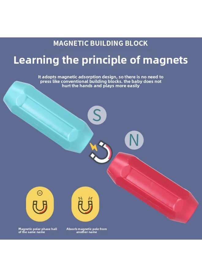 Variety Magnetic Stick Toy Building Blocks Magnetic Assembling Plug DIY Baby Early Education Educational Children Intelligence Development-Color:64PCS) Magnetic Bar Building Blocks + Storage Box E-Commerce - Image 4