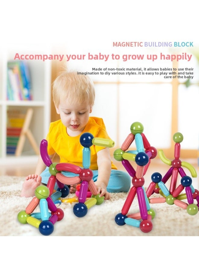 Variety Magnetic Stick Toy Building Blocks Magnetic Assembling Plug DIY Baby Early Education Educational Children Intelligence Development-Color:64PCS) Magnetic Bar Building Blocks + Storage Box E-Commerce - Image 3