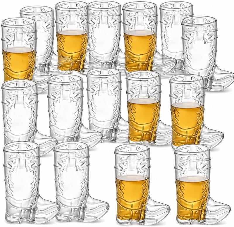 JoyServe 24 Mini Boot Shot Glasses, 1 oz Reusable and Disposable Clear Plastic Shot Cups, for Cowboy Cowgirl Themed Parties, Decorations, and Cowboy Bachelorette Party Favors - Image 1