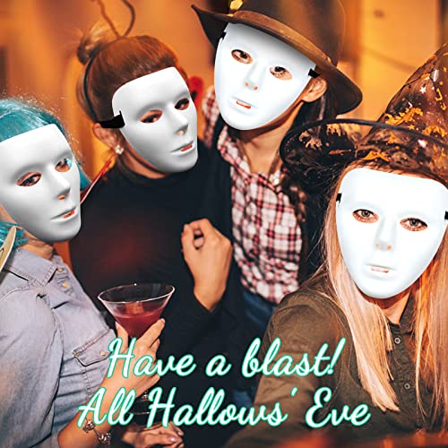 TSFGDYL 3 Pcs Halloween Mask, White Blank Face Masks for Halloween, Full Face Plastic Plain Costume Party Dance Crew for Hip Hop Dance - Image 3