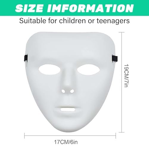 TSFGDYL 3 Pcs Halloween Mask, White Blank Face Masks for Halloween, Full Face Plastic Plain Costume Party Dance Crew for Hip Hop Dance - Image 2
