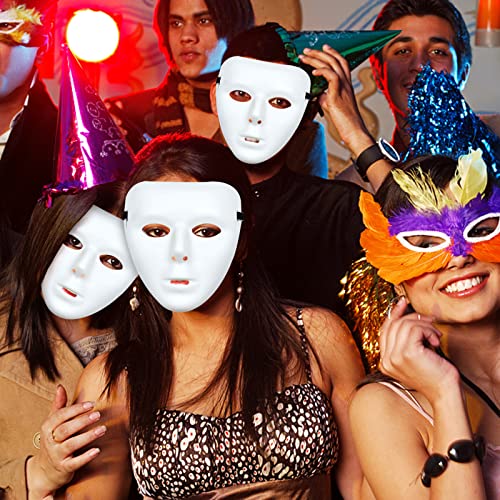 TSFGDYL 3 Pcs Halloween Mask, White Blank Face Masks for Halloween, Full Face Plastic Plain Costume Party Dance Crew for Hip Hop Dance - Image 5