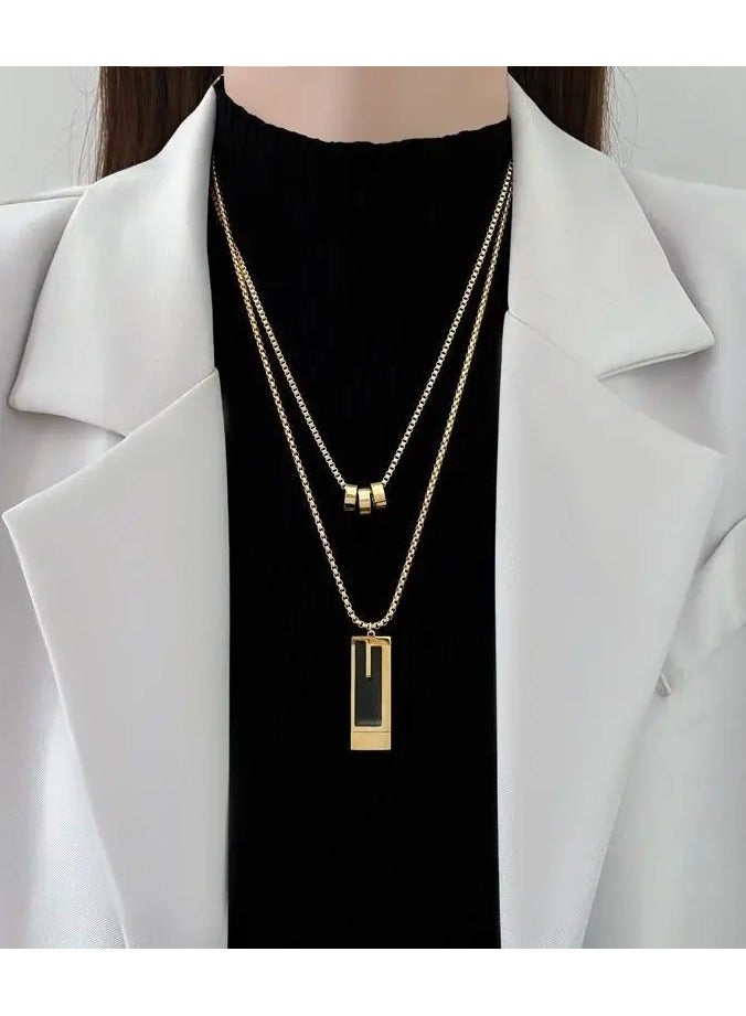 Home Clearance Sale Fashionable Titanium Steel Necklace With A Double-layered Sweater Chain, Adding A Touch Of Sophistication To Your Outfit. The New Versatile Pendant Accessory. - Image 4