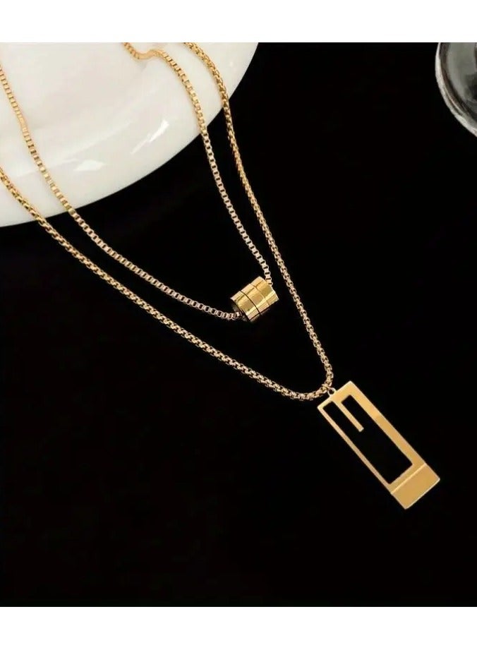 Home Clearance Sale Fashionable Titanium Steel Necklace With A Double-layered Sweater Chain, Adding A Touch Of Sophistication To Your Outfit. The New Versatile Pendant Accessory. - Image 2